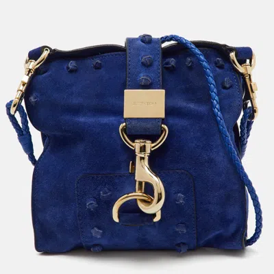 Pre-owned Jimmy Choo Blue Suede Flap Crossbody Bag