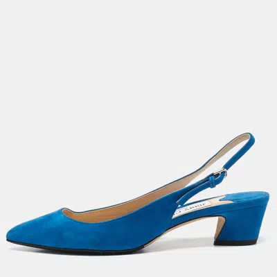 Pre-owned Jimmy Choo Blue Suede Gemma Slingback Pumps Size 36