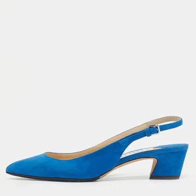 Pre-owned Jimmy Choo Blue Suede Gemma Slingback Pumps Size 36