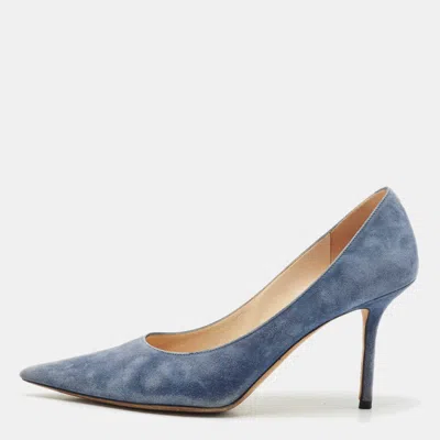 Pre-owned Jimmy Choo Blue Suede Love Pointed Toe Pumps Size 39