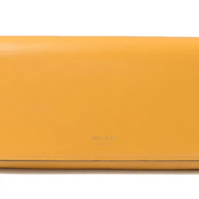 Pre-owned Jimmy Choo Blue Yellow Leather Long Wallet (bi-fold) () In Blue, Yellow