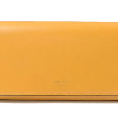 Pre-owned Jimmy Choo Blue Yellow Leather Long Wallet (bi-fold) () In Blue, Yellow