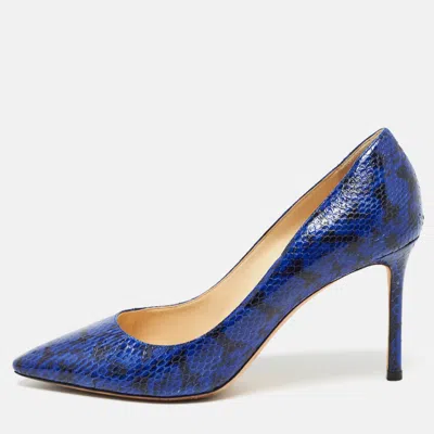 Pre-owned Jimmy Choo Blue/black Watersnake Leather Romy Pumps Size 40