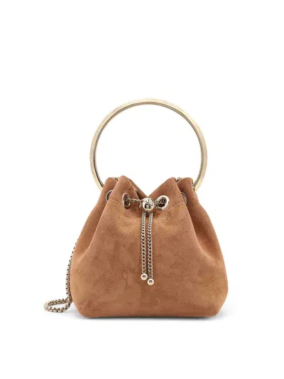 Jimmy Choo Bon Bon Mini Bucket Bag In Brown