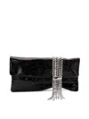 Jimmy Choo Zandra Crystal-embellished Clutch In Metallic Leather In Black