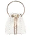 Jimmy Choo Womens Bon Bon Micro Pearl-embellished Satin Top-handle Bag Ivory In White