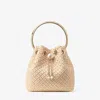 Jimmy Choo Round Handle Bucket Bag With Pearl Embellishment In Gold