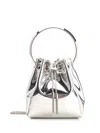 Jimmy Choo Bon Bon Ring Handle Metallic Bucket Bag In Silver