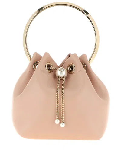 Jimmy Choo Bon Bon Pearl-embellished Bucket Bag In Neutral