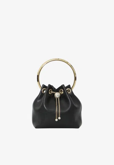 Jimmy Choo Bon Bon Biker Leather Bucket Bag In Brown