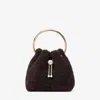 Jimmy Choo Bon Bon Shearling Top-handle Bag In Brown
