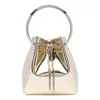 Jimmy Choo Shiny Mirror-effect Bon Bon Bag With Chain Drawstring And Metal Handle