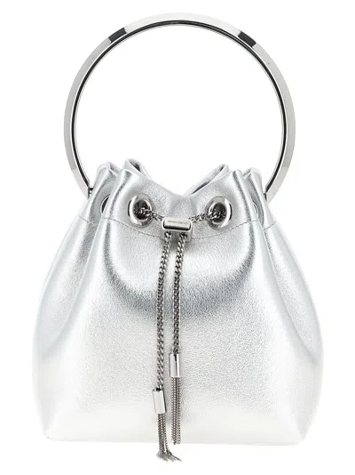 Jimmy Choo Bon Bon Bucket Bag In Silver