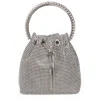 Jimmy Choo Bon Bon Satin Crystal Mesh With Crystal In Argento