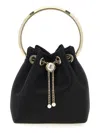 Jimmy Choo Bon Bon Circular-handle Satin Bucket Bag In Black