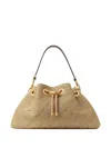 Jimmy Choo Cinch M Raffia Shoulder Bag In Braun