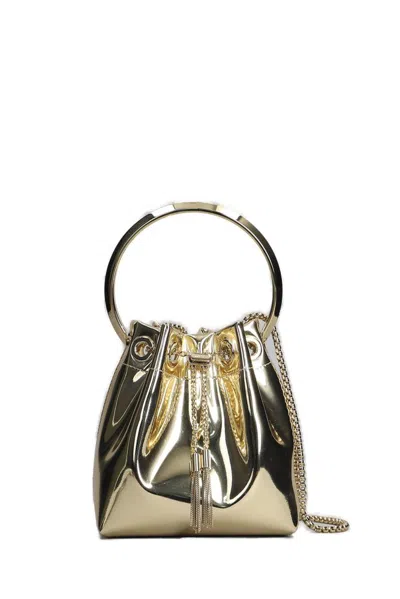 Jimmy Choo Bon Bon Bucket Bag In Gold