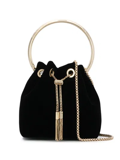 Jimmy Choo Round Handle Shoulder Bag Tassel In Black