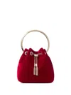 Jimmy Choo Bon Bon Velvet With Metal Handle In Red