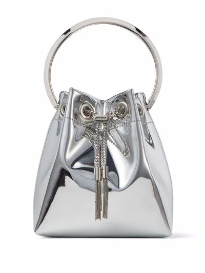 Jimmy Choo Bon Bon Bucket Bag In Silver