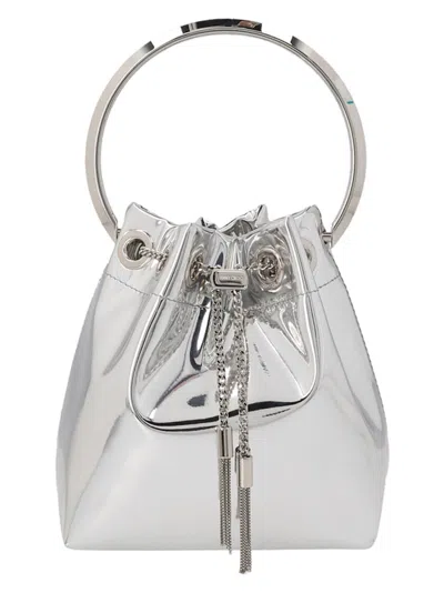 Jimmy Choo Bon Bon Bucket Bag In Silver