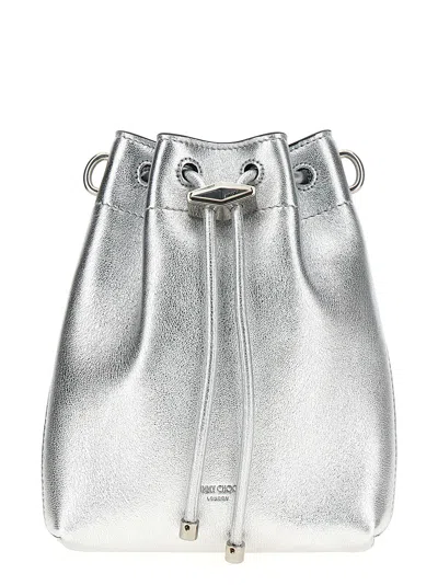Jimmy Choo Bon Bon Bucket Bag In Silver