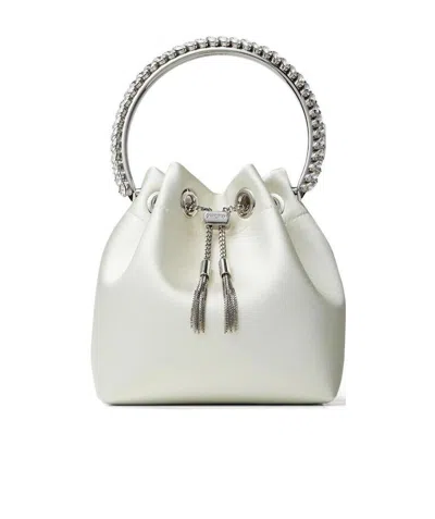 Jimmy Choo Bon Bon Satin Cross-body Bag In White