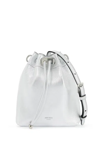 Jimmy Choo Bon Bon Bucket N/s Shoulder Bag In Silver