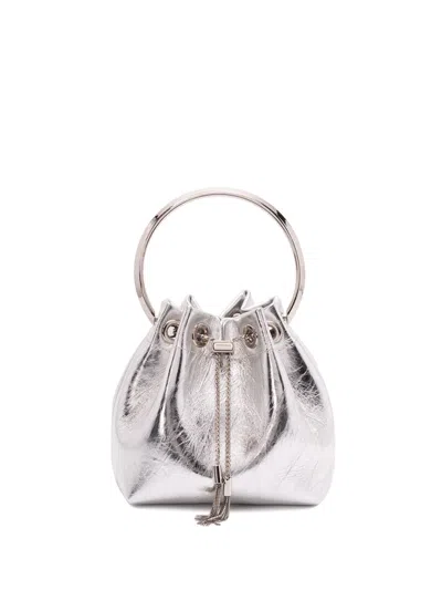 Jimmy Choo `bon Bon` Calf Leather Shoulder Bag In Silver