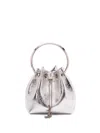 Jimmy Choo Bon Bon Tzz In Metallic Leather In Silver