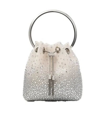 Jimmy Choo Womens White/crystal Bon Bon Crystal-embellished Mesh Bucket Bag