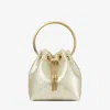 Jimmy Choo Mini Bon Bon Bucket Bag In Champagne/gold