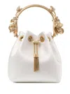 Jimmy Choo Bon Bon Floral Crystal Embellished Drawstring Top Handle Pouch In 中性色