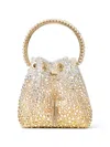 Jimmy Choo Bon Bon Crystal-embellished Bucket Bag In Gold