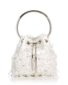 Jimmy Choo Bon Bon Embellished Bucket Bag In Latte/silver