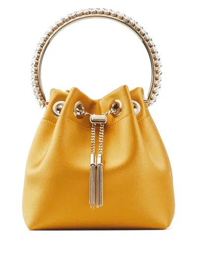 Jimmy Choo Bon Bon Crystal-embellished Bucket Bag In Yellow