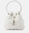 Jimmy Choo Bon Bon Embellished Bucket Bag In Silver