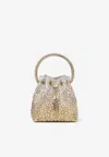 Jimmy Choo Bon Bon Hotfix Crystal Top-handle Bag In Gold