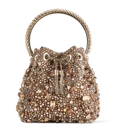 Jimmy Choo Bon Bon Crystal Embellished Top-handle Bag In Sand