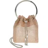 Jimmy Choo Bon Bon Crystal Mesh Pouch In Pink
