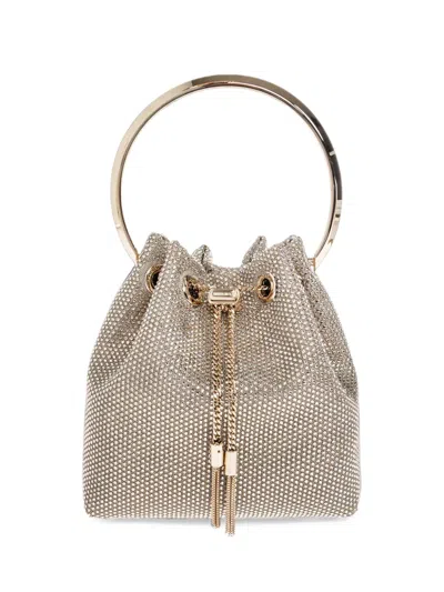 Jimmy Choo Bon Bon Crystal-embellished Bucket Bag In Silver