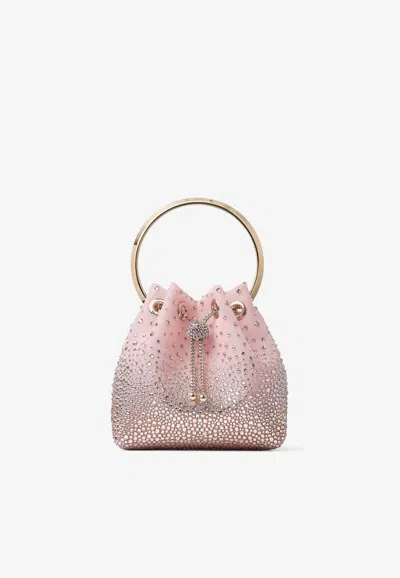 Jimmy Choo Bon Bon Dégradé Crystal Mesh Bucket Bag In Blue