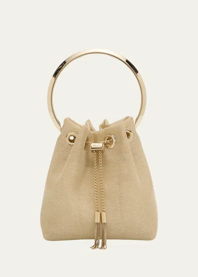 Jimmy Choo Bon Bon Drawstring Bucket Bag In Champagne