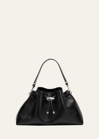 Jimmy Choo Bon Bon Drawstring Leather Shoulder Bag In Black