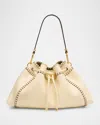 Jimmy Choo Bon Bon Drawstring Printed Leather Bucket Bag In Sand