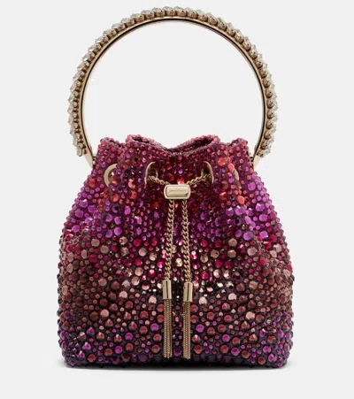 Jimmy Choo Bon Bon Embellished Bucket Bag In Purple