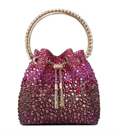 Jimmy Choo Bon Bon Crystal Degrade Top Handle Bucket Bag In Multi
