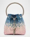 Jimmy Choo Bon Bon Crystal Embellished Drawstring Top Handle Pouch In Sunrise Mix