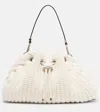Jimmy Choo Cable-knit Drawstring Shoulder Bag In White