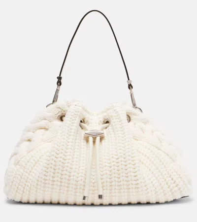 Jimmy Choo Bon Bon E/w Bucket Bag In White